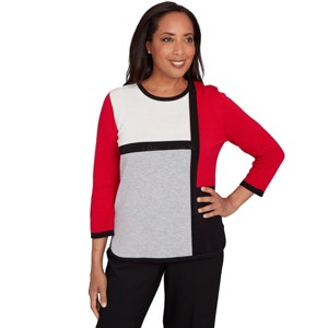 Alfred Dunner Women's Colorblock Long Sleeve Sweater - 1 of 4