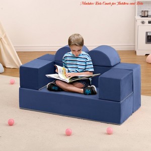 Kids Play Couch, 6Pcs Modular Kids Play Sofa for Playroom Bedroom, Kids Modular Couch Toddler Foam Sofa, Kids Convertible Sofa w/ Removable Cover - 1 of 4