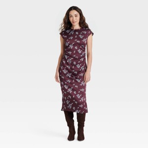 Women's Short Sleeve Ruched Midi Shift Dress - A New Day™ - 1 of 3