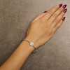 Haus of Brilliance Silver 7X7MM Created Opal and White Sapphire Halo Bangle Bracelet - 4 of 4