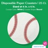 Big Dot of Happiness 25 Ct Baseball Drink Coasters, 4-Inch Disposable Round Paper Coasters for Birthday Party, Cocktail Table Decor for Bar Drinks - 4 of 4
