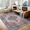 Vintage Floral Medallion Area Rugs for Living Room Dining Room, Retro Accent Low Pile Floor Carpet for Bedroom Home Office - 3 of 4
