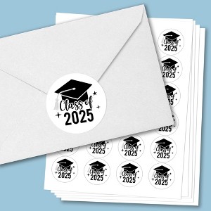 Big Dot of Happiness Class of 2025 Black & White Party Grad Envelope Seal Stickers, Round Circle Stickers Seal, Graduation Envelope Seals - 120 Count - 1 of 4