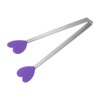 Unique Bargains Stainless Steel Silicone Tips Heart Shape Food Tongs - 3 of 4