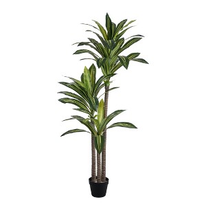 Vitalismo 5FT Artificial Dracaena Tree with 3-Natural Trunks Potted Realistic Fake Dracaena Plant Lifelike Leaves for Indoor/Outdoor Home Decor - 1 of 4