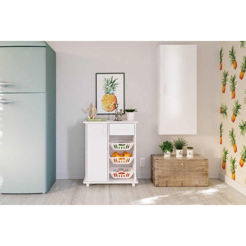 Compact Fruit Cabinet with 3 Baskets White - Polifurniture, 5 of 9