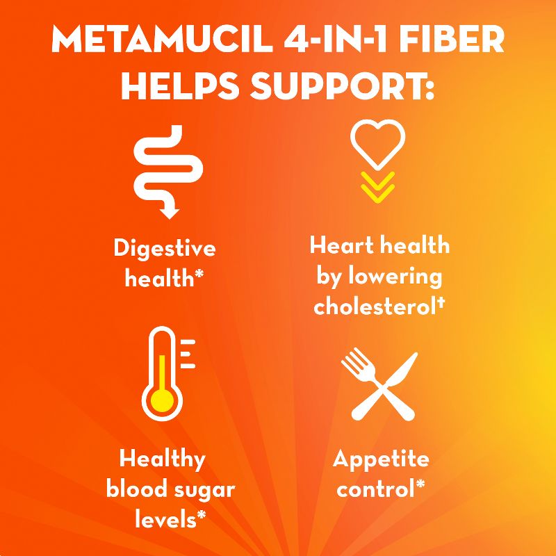 Metamucil Psyllium Fiber Supplement Packets - Sugar Free - Orange  - 44ct, 6 of 13