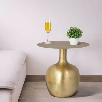 Elegant Gold Metal Round Side Table, 18 inches