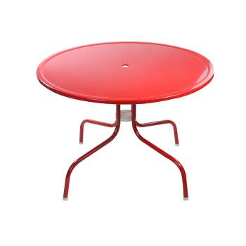 Northlight 39.25-Inch Outdoor Retro Metal Tulip Dining Table, Red
