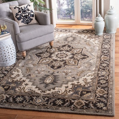 Handmade Silver and Charcoal Tufted Wool Area Rug