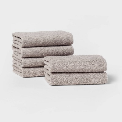 Lot Of 4 Room Essentials Washcloth Hand Towels Pewter Gray 12x12 wash cloth