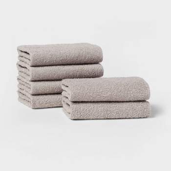 Clorox Bleach Friendly 100% Cotton Quick Dry 2-Bath, 2-Hand, 2-Washcloth 6-Piece Towel Set, Light Grey