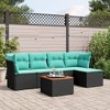 vidaXL 6 Piece Patio Sofa Set with Cushions Black and Blue Poly Rattan - 2 of 4