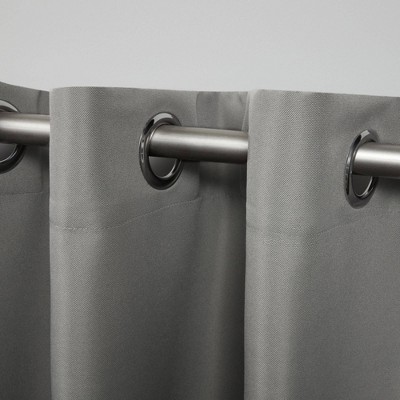 Medium Grey Polyester Light Filtering Grommet Curtain Panels