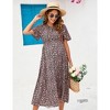 Clearlove Maternity Dress Women Smocked Crew Neck Puff Sleeve Floral Midi Dress Summer Beach Dress - 2 of 4
