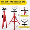 V-Head Pipe Jack Stand, 2500LB Load Capacity with Folding Legs, 28"-52" Adjustable Height ，for Welding, Pipe Threading, Red - 2 of 4