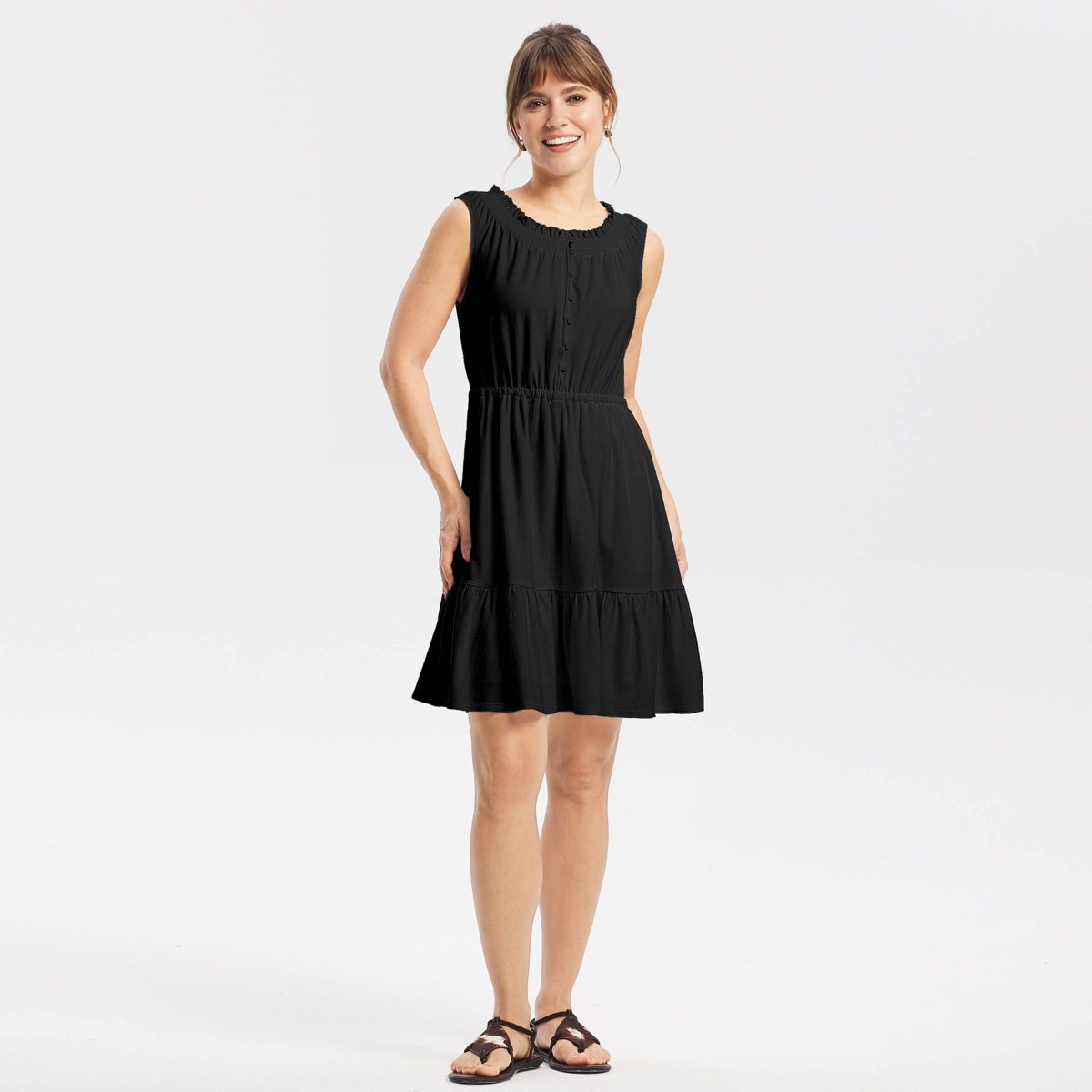 Women's Smocked Neck Tiered Mini Dress - Universal Thread™