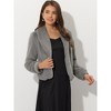 INSPIRE CHIC Women's Cropped Lapel Long Sleeve Fluffy Faux Fur Jackets - 2 of 4