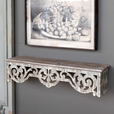 Park Hill Collection Wood & Metal Filigree Wall Shelf