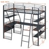 Bellemave Twin Size Loft Bed with Desk and Bookcase with Metal Frame, Loft Bed with Desk and Storage, Black - 2 of 4