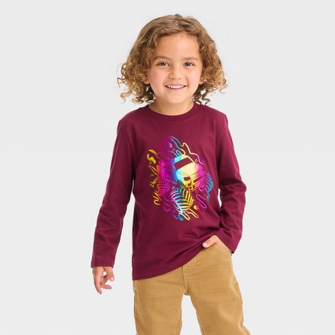 Boys' Shapes Printed Long Sleeve T-shirt - Cat Jack™ Burgundy : Target