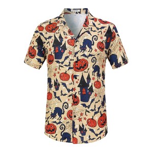 Clearlove Men's Hawaiian Shirt Short Sleeves Printed Button Down Summer Beach Dress Shirts - 1 of 4
