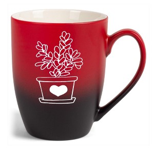 Elanze Designs Botanical Succulent Nature Coffee Cup Mug 12 Ounce Ceramic With Ombre Gradient Elegant Minimalist Jade Plant Silhouette Red and Black - 1 of 4