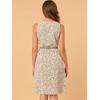 Allegra K Women's Floral Split Neck Drawstring Waist Sleeveless A-Line Summer Midi Dress - 4 of 4