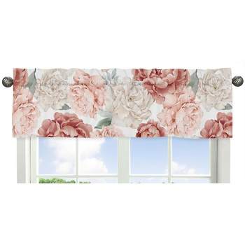 Sweet Jojo Designs Window Valance Treatment 54in. Peony Floral Garden Pink and Ivory