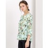 Allegra K Women's Floral Bow Tie Neck Vintage 3/4 Sleeve Blouse - 4 of 4