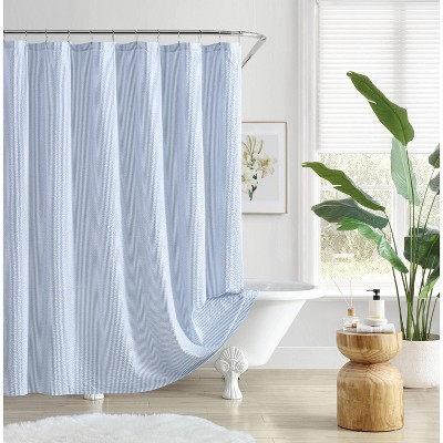 Peri Home Shower Curtain Seersucker Striped Blue