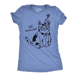 Womens Funny T Shirts Not Amewsed Sarcastic Kitten Graphic Tee For Ladies - Crazy Dog Women's T Shirt - 1 of 4