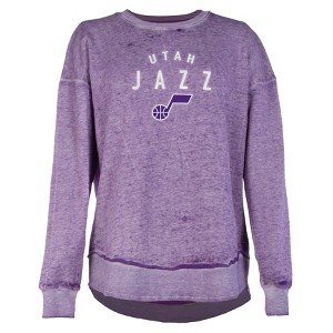 NBA Utah Jazz Women's Burnout Crew Neck Fleece Sweatshirt - L - 1 of 4