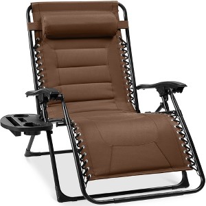 Best Choice Products Oversized Padded Zero Gravity Chair, Folding Outdoor Patio Recliner w/ Side Tray - 1 of 4