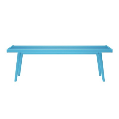 Teal Mid-Century Modern Pine and Birch Entryway Bench