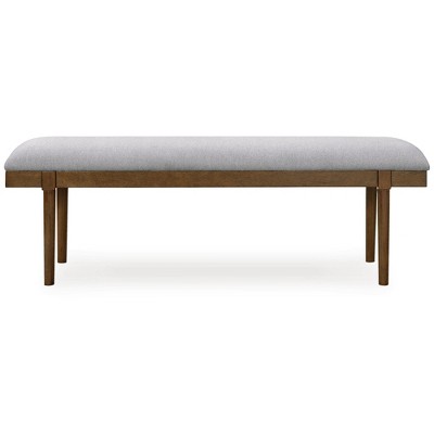 Lyncott 59" Gray Upholstered Solid Wood Dining Bench