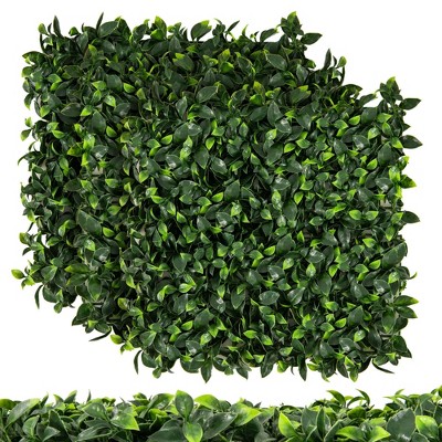 Costway 12 Pcs Faux Topiary Gardenia Shrub Grass Panels with Insertable Branches 20" x 20"