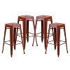 Emma and Oliver Commercial Grade 4 Pack 30" High Backless Distressed Metal Indoor-Outdoor Barstool - 2 of 4