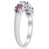 Pompeii3 1Ct Pink Diamond 5-Stone Anniversary Wedding Ring 14k White Gold EX3 Lab Created - 3 of 4