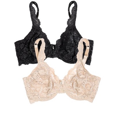 Smart & Sexy Womens Add 2 Cup Sizes Push-Up Bra 2 Pack In The Buff/Black  Hue with Lace Wings 38C