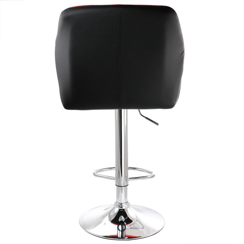 Elama 2 Piece Adjustable Faux Leather Bar Stool in Red and Black with Chrome Base, 5 of 9