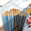 Unique Bargains Paint Brush Setfor Watercolor Nylon Bristles with Aluminum Ferrule and Wood Shaft 20 Pcs - 2 of 3