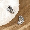SOHI Women's Metallic Silver The Dented Bean Stud Earrings - 2 of 4