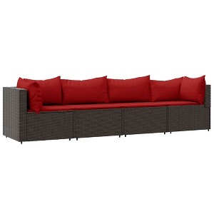 vidaXL Patio Lounge Set Brown with cinnamon red cushions - 1 of 4