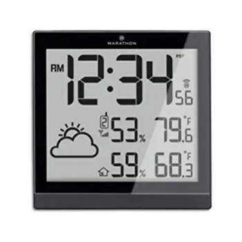 Marathon Atomic 10 Inch Weather Station And Clock With 3 Remote Sensors For Temperature & Humidity