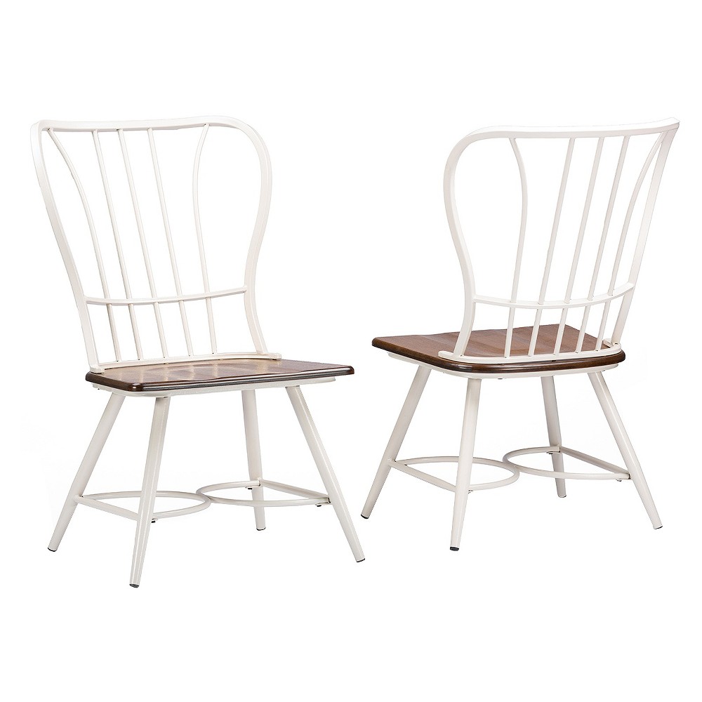 Photos - Chair Set of 2 Longford Metal Vintage Industrial Dining  White - Baxton Stu