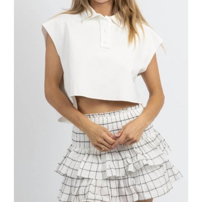 Women's LOGAN BUTTON COLLARED TANK - Fashion District LA