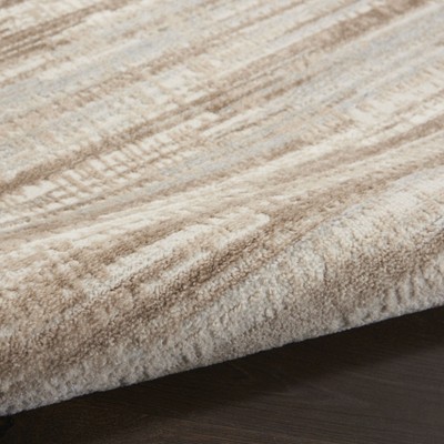 Ivory Grey Abstract Synthetic Rectangular Area Rug 8' x 11'