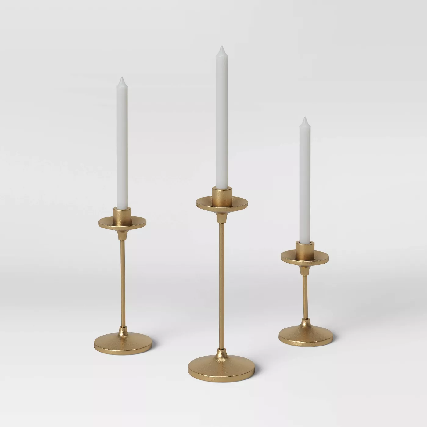 11" x 4" Set of 3 Tapers Cast Aluminum Candle Holder with Brass Finish Gold - Threshold™ - image 4 of 9