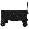 Grungis Folding Heavy Duty Wagon Cart with Adjustable Handle & Cup Holders,Shopping Cart with Quiet Wheels,Utility Cart for Camping,Shopping - 2 of 4